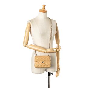 Chanel Dark Beige Mini Square Classic Lambskin Single Flap 12