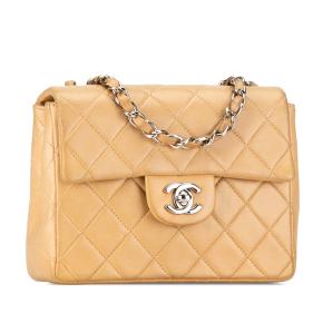 Chanel Dark Beige Mini Square Classic Lambskin Single Flap 2