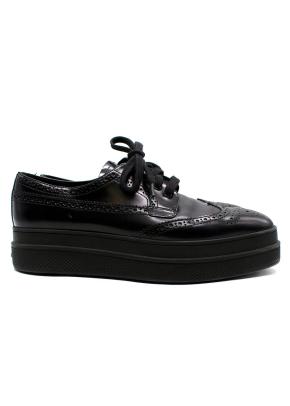 Prada Black Brushed Leather Derby Brogues 2