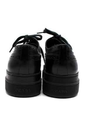 Prada Black Brushed Leather Derby Brogues 3