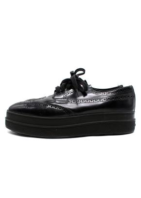 Prada Black Brushed Leather Derby Brogues 7