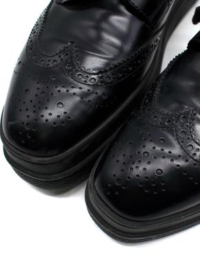 Prada Black Brushed Leather Derby Brogues 4