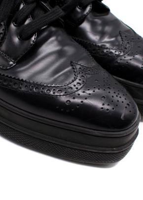 Prada Black Brushed Leather Derby Brogues 11