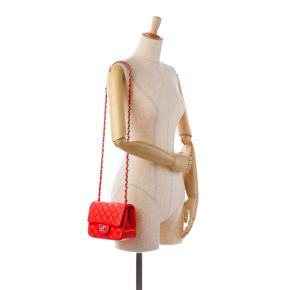 Chanel Red Lambskin Mini Square Single Flap Bag 10