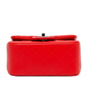 Chanel Red Lambskin Mini Square Single Flap Bag 4