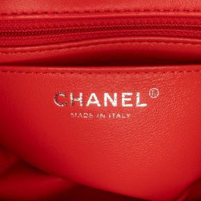 Chanel Red Lambskin Mini Square Single Flap Bag 6