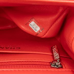 Chanel Red Lambskin Mini Square Single Flap Bag 7