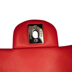 Chanel Red Lambskin Mini Square Single Flap Bag 8