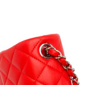 Chanel Red Lambskin Mini Square Single Flap Bag 9
