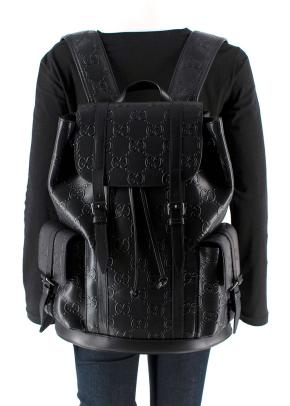 Gucci Black Leather GG Backpack 11