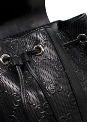 Gucci Black Leather GG Backpack 18