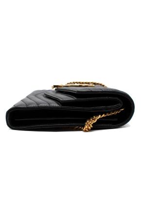 Saint Laurent Black Cassandre  Envelope Wallet on Chain 3