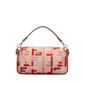 Fendi Pink Zucca Embroidered Baguette Bag 4
