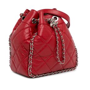 Chanel Aged Calfskin Chain Around Drawstring Bucket Bag 2