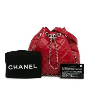 Chanel Aged Calfskin Chain Around Drawstring Bucket Bag 9
