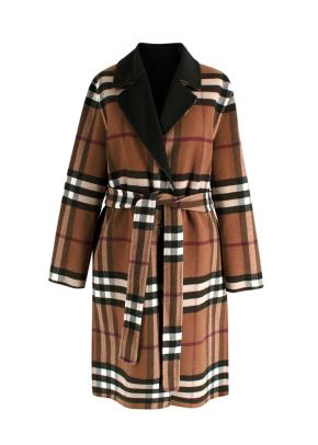 Burberry Black and Birch Brown Reversible Check Wool Coat 2
