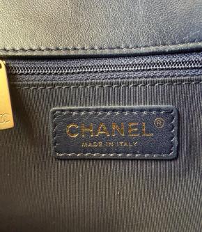 Chanel Midnight Blue Lambskin Single Flap Bag 12