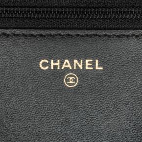 Chanel Black Pleated Crumpled Chevron Le Boy Wallet On Chain 8