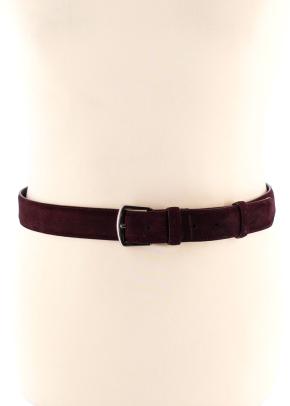 Loro Piana Burgundy Suede Belt with Silver Buckle 3