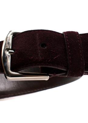 Loro Piana Burgundy Suede Belt with Silver Buckle 8
