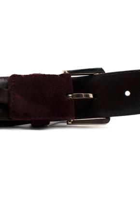 Loro Piana Burgundy Suede Belt with Silver Buckle 4