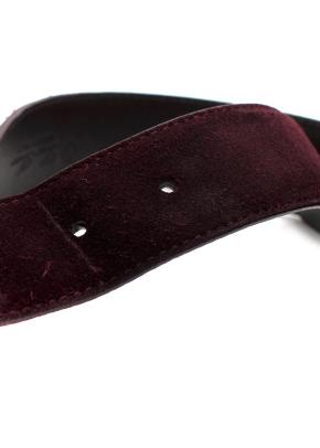 Loro Piana Burgundy Suede Belt with Silver Buckle 5