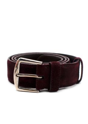 Loro Piana Burgundy Suede Belt with Silver Buckle 7