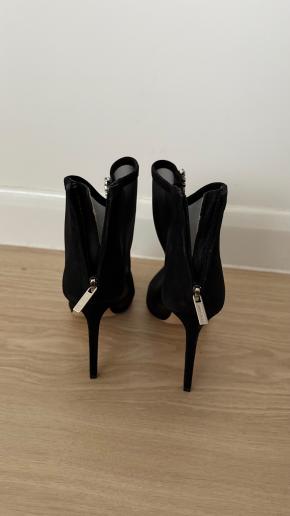 Jimmy Choo Black Mesh Kix 100 Crystal Ankle Boots 8