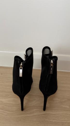 Jimmy Choo Black Mesh Kix 100 Crystal Ankle Boots 9