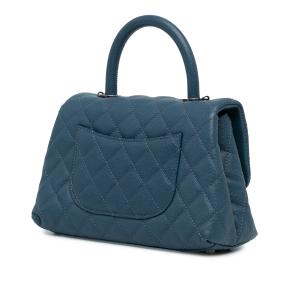 Chanel Blue Mini Quilted Caviar Coco Top Handle Bag 2