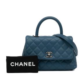 Chanel Blue Mini Quilted Caviar Coco Top Handle Bag 9