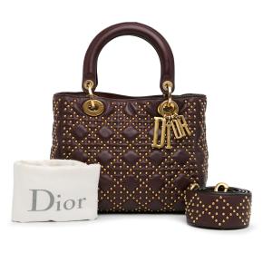Dior Medium Lambskin Cannage Studded Supple Lady Dior 15