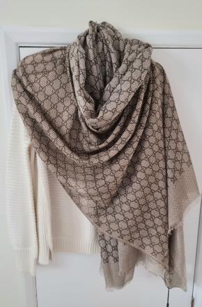 Gucci  Beige GG St Damier scarf/stole 6