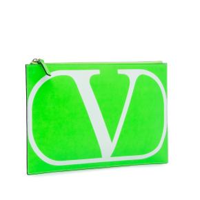 Valentino Green VLogo Leather Clutch 2