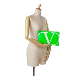 Valentino Green VLogo Leather Clutch 8