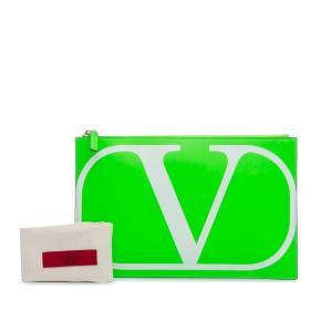 Valentino Green VLogo Leather Clutch 9