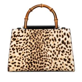 Gucci Leopard Print Small Bamboo Nymphaea Pony Hair Bag 3