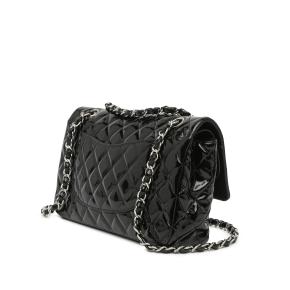 Chanel Black Patent Leather Medium  Double Flap Bag 2