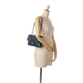 Chanel Blue Medium Embroidered Lambskin Camellia Follies Flap Bag 8