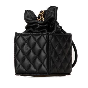 Chanel Black Micro CC Quilted Calfskin Drawstring Bucket Bag 2