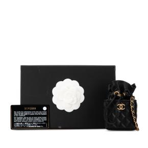 Chanel Black Micro CC Quilted Calfskin Drawstring Bucket Bag 9