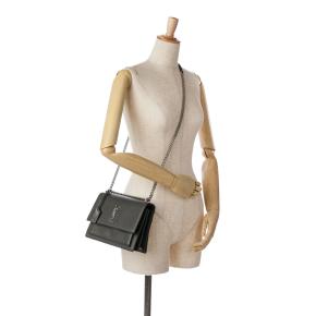 Saint Laurent Charcoal Medium Grained Calfskin Monogram Sunset Crossbody Bag 10