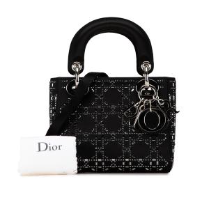 Dior Black Mini Satin Cannage Strass Crystal Embellished Lady Dior 8