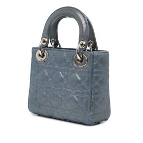 Dior Blue Mini Metallic Lambskin Cannage Lady Dior 2
