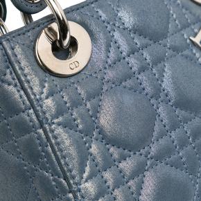 Dior Blue Mini Metallic Lambskin Cannage Lady Dior 7