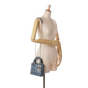 Dior Blue Mini Metallic Lambskin Cannage Lady Dior 8