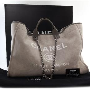Chanel Grey XL Canvas Deauville Tote Bag 14