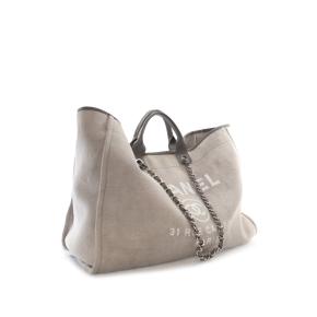 Chanel Grey XL Canvas Deauville Tote Bag 2