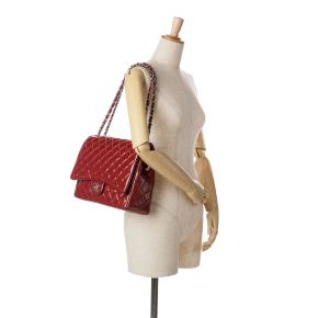 Chanel Burgundy Patent Leather Maxi Double Flap Bag 10