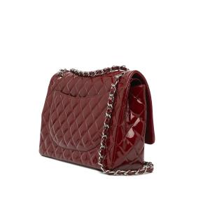 Chanel Burgundy Patent Leather Maxi Double Flap Bag 2